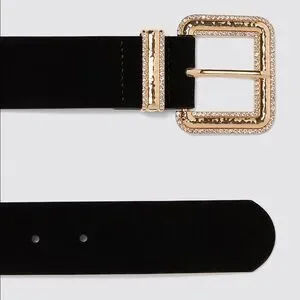 ZARA Bejeweled Velvet Belt Zara Black Velvet Belt Rhinestone Embellished | eBay main image 3